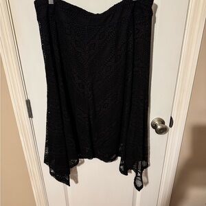 New Directions Black Asymmetrical Lace Skirt